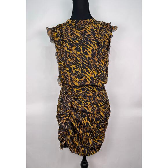 AllSaints Animal Print Ruched Mini Dress US 4 - Picture 1 of 9